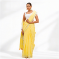 Yellow Cotton Linen Pre Stitched Saree For Women