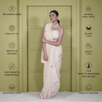 Cotton Linen Printed Saree in Yellow Check