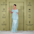 Sea Green Tissue Saree With Thread Embroidery