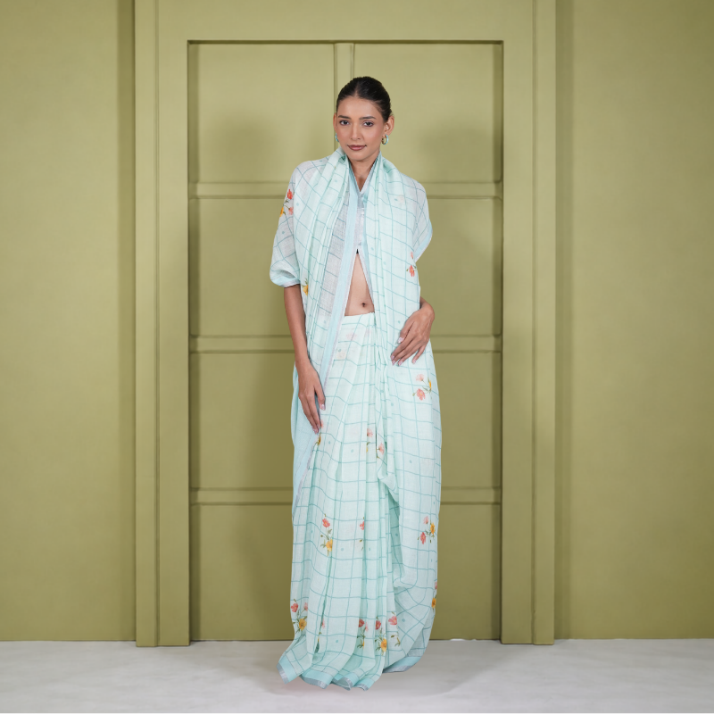 Cotton Linen Printed Saree