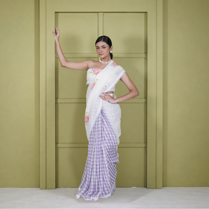 Cotton Linen Printed Saree