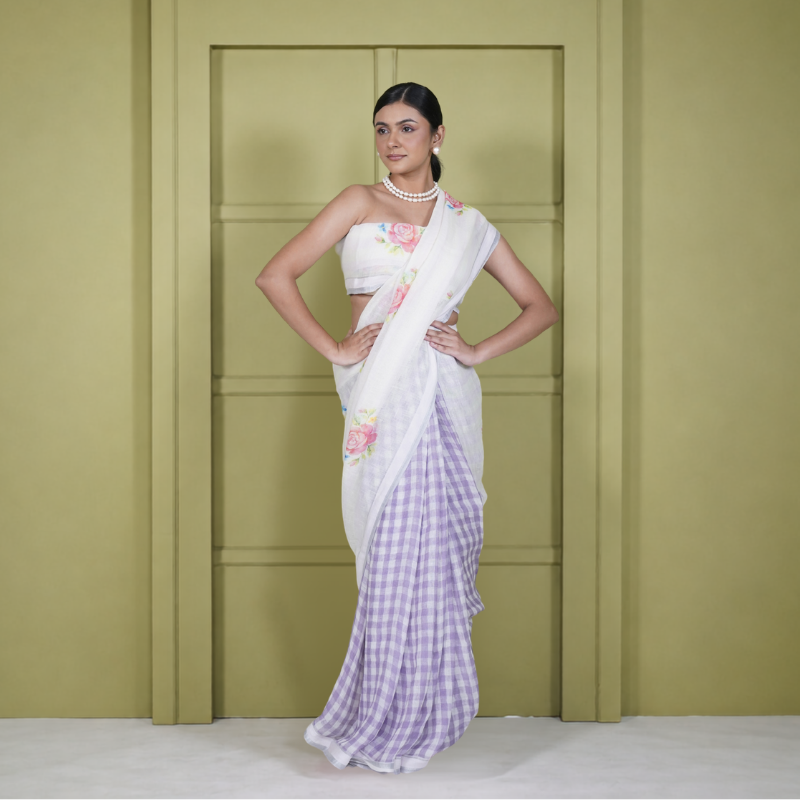 Cotton Linen Printed Saree