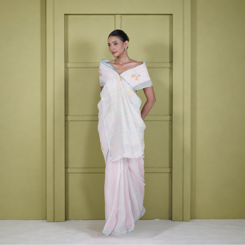 Cotton Linen Printed Saree