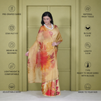 Half Satin Half Organza Yellow Floral Saree