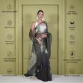 Dark Green Organza Digital Print Saree