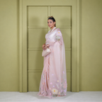 Organza Saree with Floral Applique Work