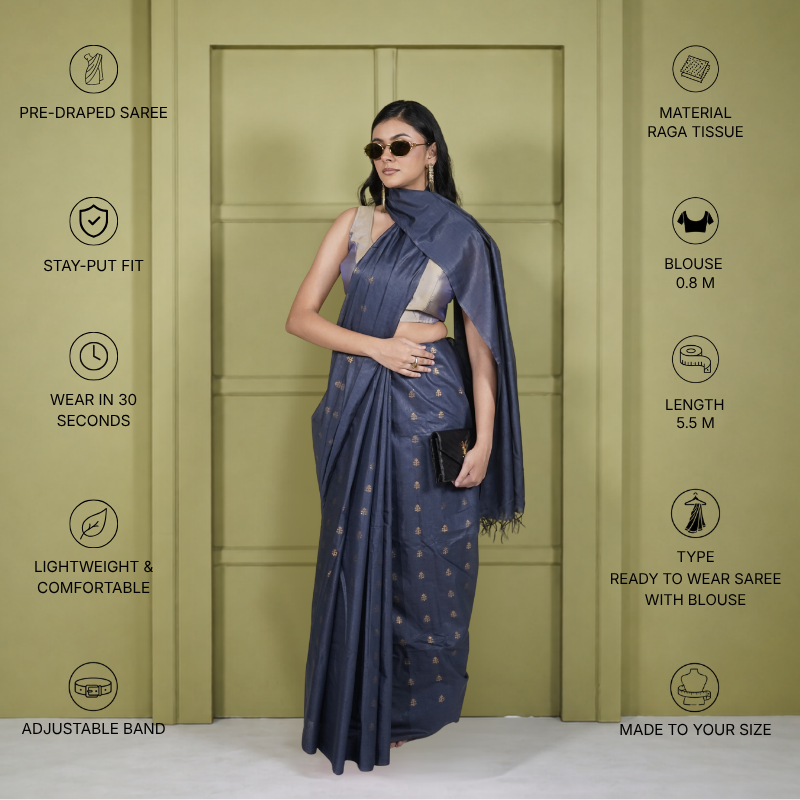Blue Kota Silk Weaving Work Saree