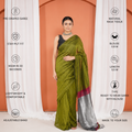 Olive Green And Maroon Mul Cotton Pre Stitched Saree For Women