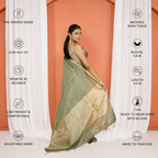 Green Kota Silk Tissue Pre Stitched Saree For Women