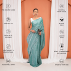 Blue Organic Tissue Woven Pre Stitched Saree For Women