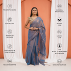 Teal Raga Tissue Pre Stitched Saree For Women
