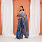 Teal Raga Tissue Pre Stitched Saree For Women