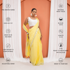 Yellow Cotton Linen Pre Stitched Saree For Women