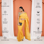 Mustard Yellow Linen Cotton Pre Stitched Saree For Women