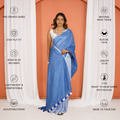Blue Linen Cotton Pre Stitched Saree For Women