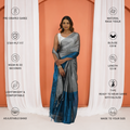 Grey And Blue Tissue Silk Pre Stitched Saree For Women