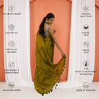 Olive Green Tissue Silk Sequin Pre Stitched Saree For Women