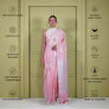 Pink Linen Cotton Pre Stitched Saree For Women