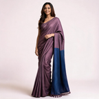 Blue And Maroon Mul Cotton Pre Stitched Saree For Women