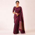 Pink Linen Zari Woven Pre Stitched Saree For Women