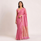 Pink Kota Silk Tissue Pre Stitched Saree For Women