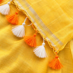 Yellow Cotton Linen Pre Stitched Saree For Women