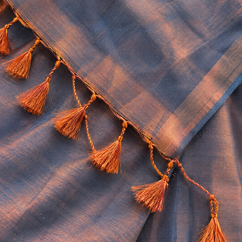 Teal Raga Tissue Pre Stitched Saree For Women