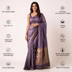 Purple Kota Silk Tissue Pre Stitched Saree For Women