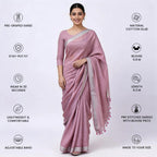 Mauve Cotton Slub Pre Stitched Saree For Women