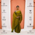 Brown Kota Silk Tissue Pre Stitched Saree For Women