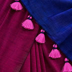 Blue And Maroon Mul Cotton Pre Stitched Saree For Women