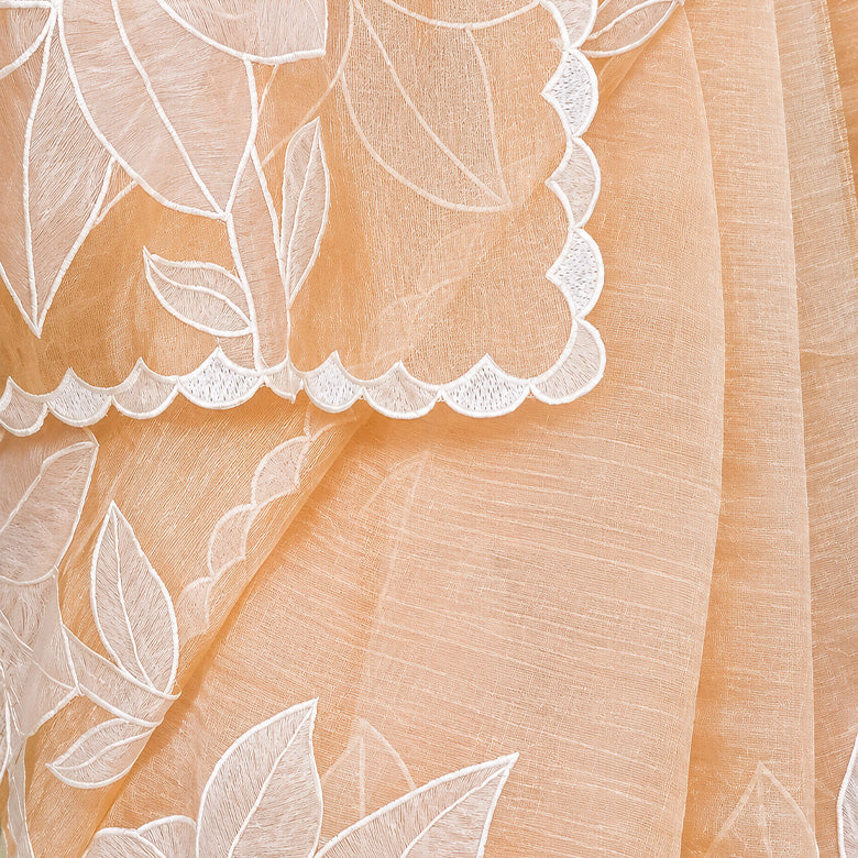 Lemon Tissue with Applique Work Saree