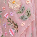 Organza Saree with Floral Applique Work