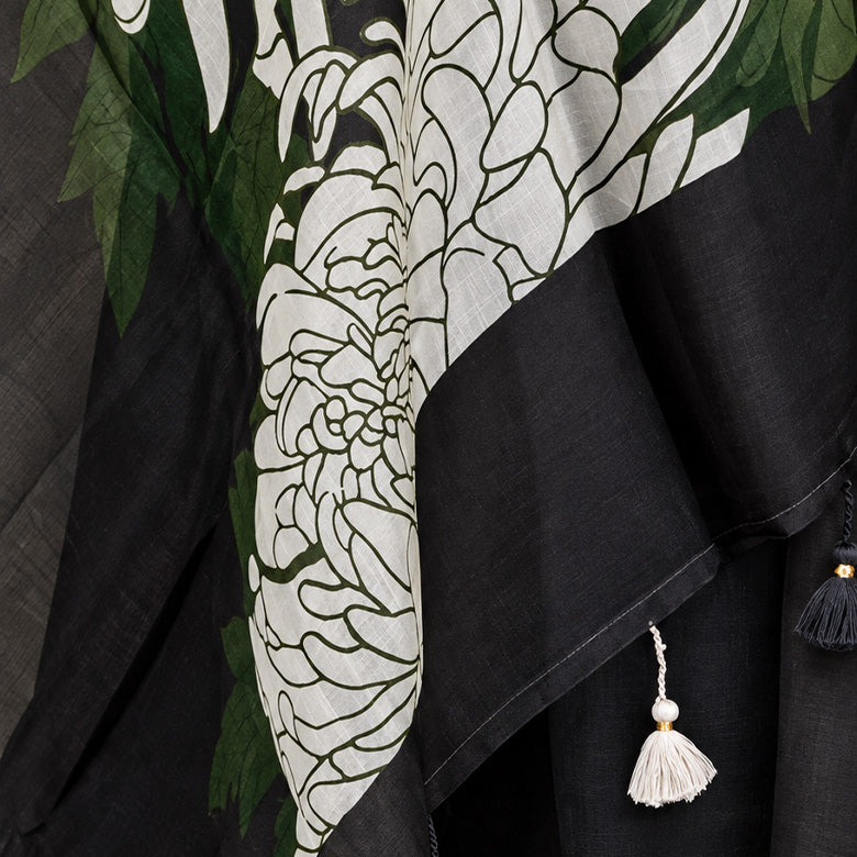 Dark Green Organza Digital Print Saree