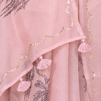 Pink Organza Digital Print Saree