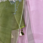Pink & Green Organza Saree