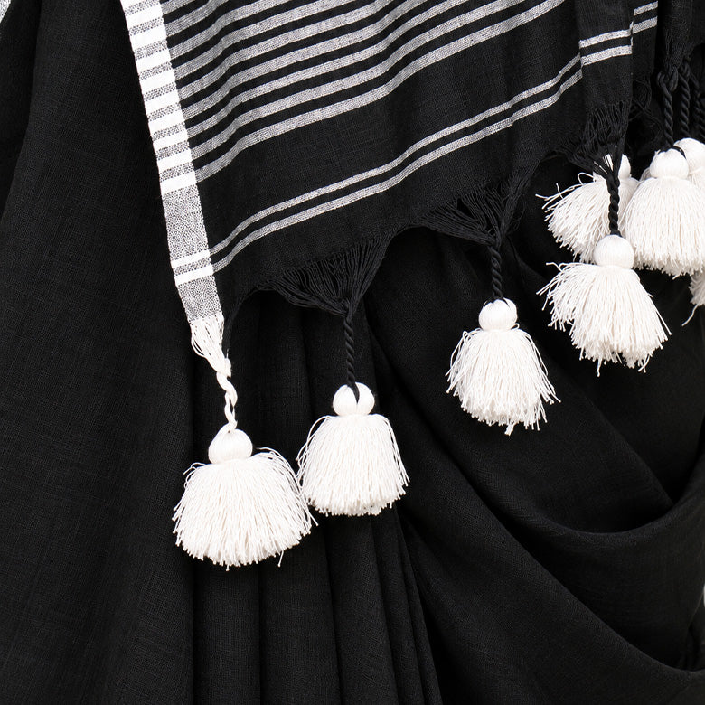 Black Mul Cotton Saree