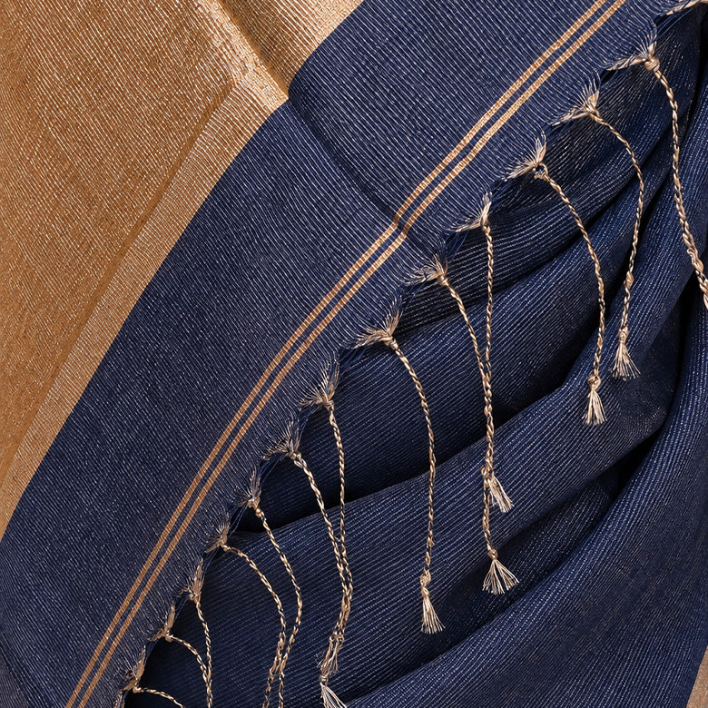 Grey Linen Silk Pre Stitched Saree