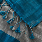 Grey And Blue Tissue Silk Pre Stitched Saree For Women