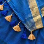Olive And Navy Blue Mul Cotton Tissue Pre Stitched Saree For Women